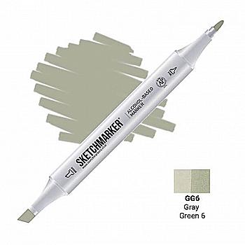 Маркер SKETCHMARKER, 2 пера: долото и тонкое, Gray Green 6 - Серо-зеленый 6, SM-GG6 Маркер SKETCHMARKER, 2 пера: долото и тонкое, Gray Green 6 - Серо-зеленый 6, SM-GG6