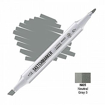Маркер SKETCHMARKER, 2 пера: долото и тонкое, Neutral Gray 5 - Нейтральный серый 5, SM-NG5 Маркер SKETCHMARKER, 2 пера: долото и тонкое, Neutral Gray 5 - Нейтральный серый 5, SM-NG5