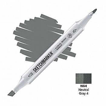 Маркер SKETCHMARKER, 2 пера: долото и тонкое, Neutral Gray 4 - Нейтральный серый 4, SM-NG4 Маркер SKETCHMARKER, 2 пера: долото и тонкое, Neutral Gray 4 - Нейтральный серый 4, SM-NG4