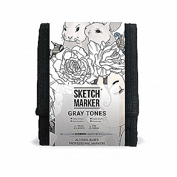 Набор маркеров SketchMarker Gray set 12 - Серые тона (12 маркеров + сумка органайзер), 12gray Набор маркеров SketchMarker Gray set 12 - Серые тона (12 маркеров + сумка органайзер), 12gray