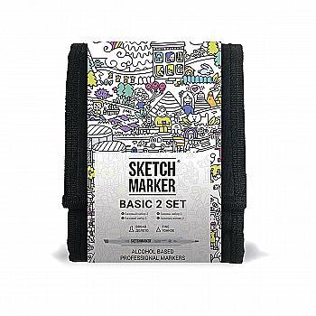 Набор маркеров SKETCHMARKER Basic 2 set 12 - Базовые оттенки 2 (12 маркеров + сумка органайзер), 12bas2 Набор маркеров SKETCHMARKER Basic 2 set 12 - Базовые оттенки 2 (12 маркеров + сумка органайзер), 12bas2