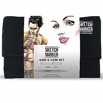 Набор маркеров SketchMarker Hair & Skin set 24 - Оттенки волос и тела (24 маркера + сумка), 24skin Набор маркеров SketchMarker Hair & Skin set 24 - Оттенки волос и тела (24 маркера + сумка), 24skin