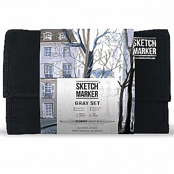 Набор маркеров SketchMarker Gray set 24 - Серые тона (24 маркеров + сумка органайзер), 24gray Набор маркеров SketchMarker Gray set 24 - Серые тона (24 маркеров + сумка органайзер), 24gray