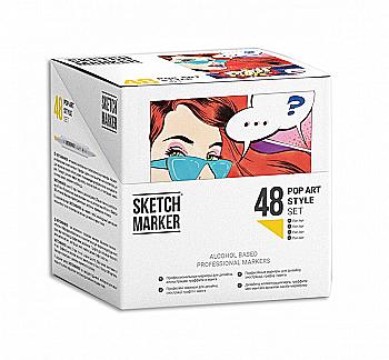 Набор маркеров SketchMarker Pop Art Style - Поп Арт 48 шт. (в пластик. кейсе), SM-48POPART Набор маркеров SketchMarker Pop Art Style - Поп Арт 48 шт. (в пластик. кейсе), SM-48POPART