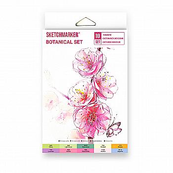 Набор маркеров SketchMarker Botanical, 10 шт (линер+скетчбук), SM-10BOTN Набор маркеров SketchMarker Botanical, 10 шт (линер+скетчбук), SM-10BOTN