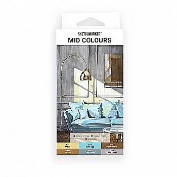 Набор маркеров SketchMarker Mid colours, 6 шт, SM-6MID Набор маркеров SketchMarker Mid colours, 6 шт, SM-6MID