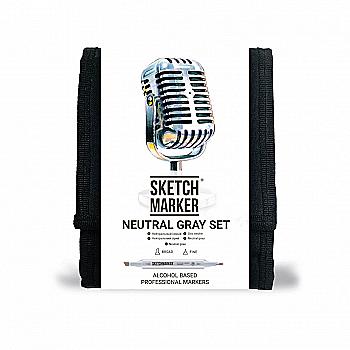 Набор маркеров SketchMarker Neutral Grey, 12 шт+сумка органайзер, SM-12NTGR Набор маркеров SketchMarker Neutral Grey, 12 шт+сумка органайзер, SM-12NTGR