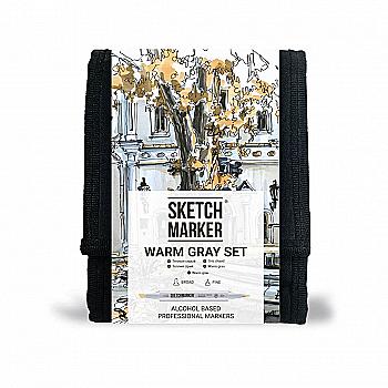 Набор маркеров SketchMarker Warm Grey, 12 шт+сумка органайзер, SM-12WMGR Набор маркеров SketchMarker Warm Grey, 12 шт+сумка органайзер, SM-12WMGR