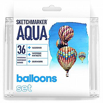 Набор маркеров акварельных SketchMarker Aqua Pro Balloons, 36 цв., SMA-36BALL Набор маркеров акварельных SketchMarker Aqua Pro Balloons, 36 цв., SMA-36BALL