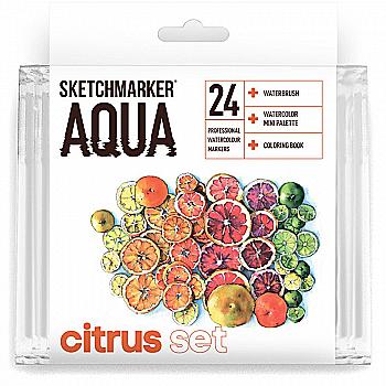 Набор маркеров акварельных SketchMarker Aqua Pro Citrus, 24 цв., SMA-24CITR Набор маркеров акварельных SketchMarker Aqua Pro Citrus, 24 цв., SMA-24CITR
