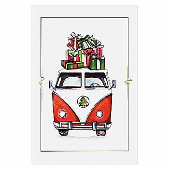 Открытка "Красное авто с подарками"