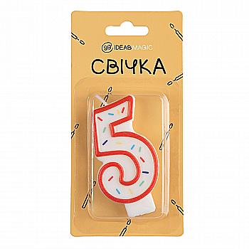 Свічка-цифра "5" 7 см, IDEA8-YS7013-1-5 Свічка-цифра "5" 7 см, IDEA8-YS7013-1-5