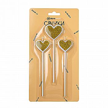Свечи Сердце золотые 3 шт 4,5*4 см, 3,5*3 см, IDEA8-Z3008 Свечи Сердце золотые 3 шт 4,5*4 см, 3,5*3 см, IDEA8-Z3008