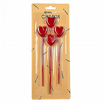 Свечи Сердце красные 4 шт 3 см, IDEA8-Z4001