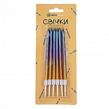 Свічки для торту веселка 6 шт 11 см, IDEA8-M08 Свічки для торту веселка 6 шт 11 см, IDEA8-M08