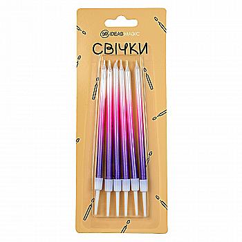 Свічки для торту омбре 6 шт 11 см, IDEA8-M39