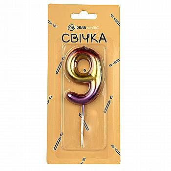 Свеча-цифра 9 блестящая 6 см, IDEA8-PQ608-9 Свеча-цифра 9 блестящая 6 см, IDEA8-PQ608-9