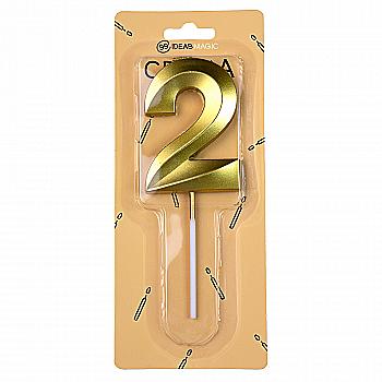 Свічка-цифра 2 золотиста металік 7 см, IDEA8-PQ7028--2 Свічка-цифра 2 золотиста металік 7 см, IDEA8-PQ7028--2
