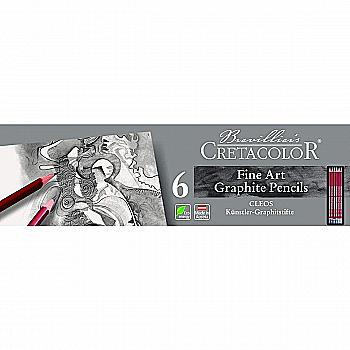 Набір графітних олівців Cleos, 6шт., мет. коробка, Cretacolor Набір графітних олівців Cleos, 6шт., мет. коробка, Cretacolor
