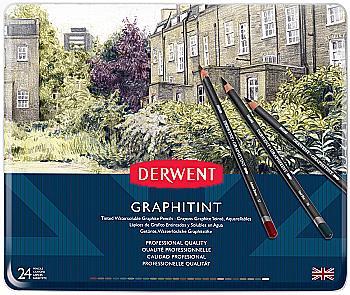 Набір акварельних графітних олівців Graphitint, 24 шт, в метал. коробці, Derwent Набір акварельних графітних олівців Graphitint, 24 шт, в метал. коробці, Derwent