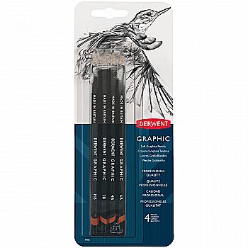 Набір графітних олівців Graphic Soft, 4 шт (6В,4В,2В,НВ), в блістері, Derwent 39005 Набір графітних олівців Graphic Soft, 4 шт (6В,4В,2В,НВ), в блістері, Derwent 39005