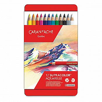 Набір акварельних олівців 12 кол. Caran d`Ache Supracolor мет. бокс, 3888.312 Набір акварельних олівців 12 кол. Caran d`Ache Supracolor мет. бокс, 3888.312