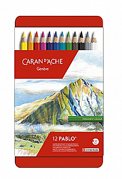 Набор водостойких карандашей 12 цв. Caran d`Ache Pablo мет. бокс, 666.312 Набор водостойких карандашей 12 цв. Caran d`Ache Pablo мет. бокс, 666.312