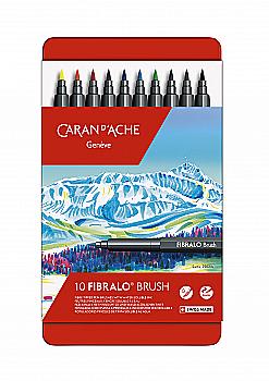 Набор акварельных брашпенов 10 цв. Caran d`Ache Fibralo мет. бокс, 186.310 Набор акварельных брашпенов 10 цв. Caran d`Ache Fibralo мет. бокс, 186.310
