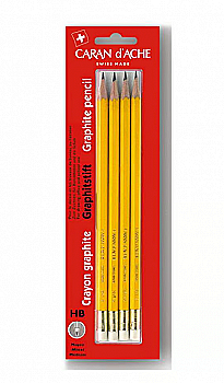 Набір олівців Caran d`Ache Graphite HB + гумка, 4 шт., 351.372 Набір олівців Caran d`Ache Graphite HB + гумка, 4 шт., 351.372