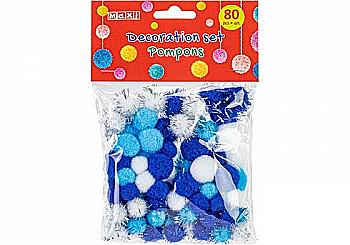 Набір для декорування "Помпони" 80 шт., асорті, MX62560
