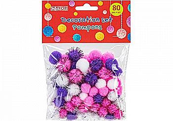 Набір для декорування "Помпони" 80 шт., асорті, MX62559