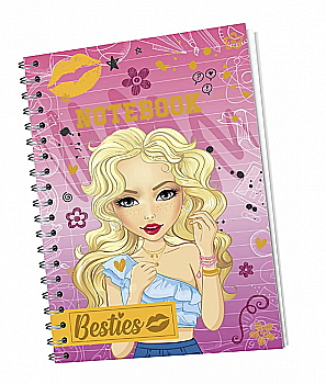 Блокнот А5 Besties 60 листов в линейку, розовый, 961012 Блокнот А5 Besties 60 листов в линейку, розовый, 961012