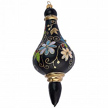 Ялинкова прикраса Бурулька чорна з візерунками, F1706-20900