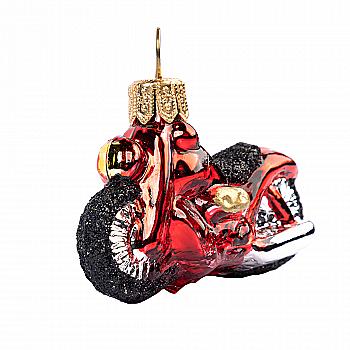 Ялинкова прикраса скляна Мотоцикл червоний 5,1 см, 0056 Ялинкова прикраса скляна Мотоцикл червоний 5,1 см, 0056