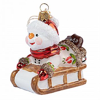 Ялинкова прикраса Сніговик на санчатах, F1661-19941