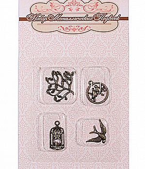 Набір металевих підвісок Пташині трелі 4 види по 1шт 4 шт Набір металевих підвісок Пташині трелі 4 види по 1шт 4 шт