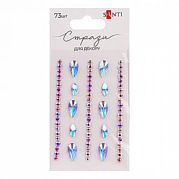 Стразы SANTI самоклеящиеся "Капли" лиловые, 73 шт, 743014 Стразы SANTI самоклеящиеся "Капли" лиловые, 73 шт, 743014