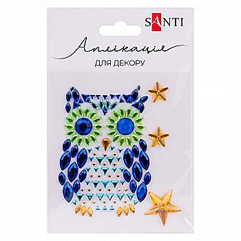 Аппликация SANTI из страз самоклеящихся "Owl" 9,5*8 см, 742989 Аппликация SANTI из страз самоклеящихся "Owl" 9,5*8 см, 742989