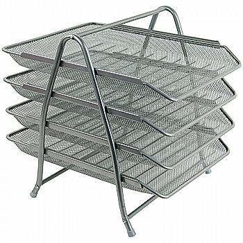 Лоток горизонтальний 4 в 1 металевий, срібло, 2129-03-A Лоток горизонтальний 4 в 1 металевий, срібло, 2129-03-A