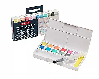 Набір Pastel Shades Paint Pan, 12 кольорів+пензель з резервуаром, Derwent Набір Pastel Shades Paint Pan, 12 кольорів+пензель з резервуаром, Derwent