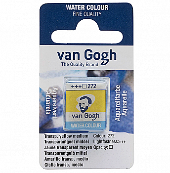 Краска акварельная Van Gogh 272 Прозрачный желтый средний, кювета, Royal Talens Краска акварельная Van Gogh 272 Прозрачный желтый средний, кювета, Royal Talens
