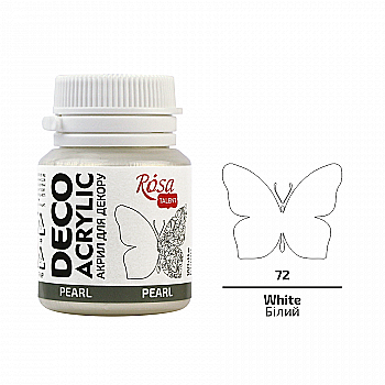 Акрил для декора, 72 Белый, перламутр, 20 мл, ROSA TALENT Акрил для декора, 72 Белый, перламутр, 20 мл, ROSA TALENT