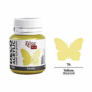 Акрил для декора, 74 Желтый, перламутр, 20 мл, ROSA TALENT Акрил для декора, 74 Желтый, перламутр, 20 мл, ROSA TALENT