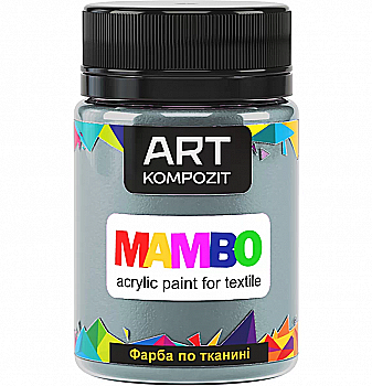 Фарба акрилова Mambo для тканин, Сіра гавань (116), 50 мл, ART Kompozit Фарба акрилова Mambo для тканин, Сіра гавань (116), 50 мл, ART Kompozit