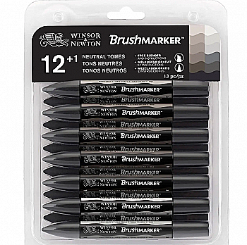 Набор двухсторонних маркеров Brushmarker, Серый, 12 шт, 0290031 W&N Набор двухсторонних маркеров Brushmarker, Серый, 12 шт, 0290031 W&N