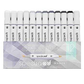 Набор маркеров двусторонних Spectra AD 12 цв., оттенки - Прохладный серый, S12CG-SADM Набор маркеров двусторонних Spectra AD 12 цв., оттенки - Прохладный серый, S12CG-SADM
