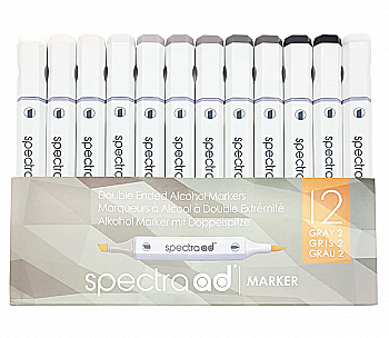 Набор маркеров двусторонних Spectra AD 12 цв., оттенки - Теплый серый, S12WG-SADM Набор маркеров двусторонних Spectra AD 12 цв., оттенки - Теплый серый, S12WG-SADM
