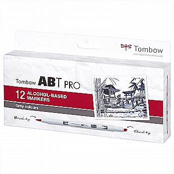 Набор маркеров двусторонних ABT Pro 12 цв. (0,5-5,5 мм), серый цвет, ABTP-12P-3 ТМ "Tombow" Набор маркеров двусторонних ABT Pro 12 цв. (0,5-5,5 мм), серый цвет, ABTP-12P-3 ТМ "Tombow"