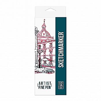 Набір лайнерів SketchMarker ARTIST FinePen Dark, 12 кол., AFP-12DARK Набір лайнерів SketchMarker ARTIST FinePen Dark, 12 кол., AFP-12DARK