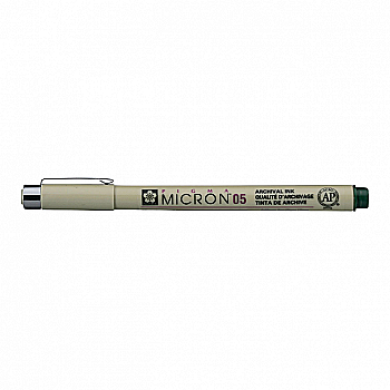 Лінер Pigma Micron (0.5), 0,45мм, Темно-зелений, Sakura Лінер Pigma Micron (0.5), 0,45мм, Темно-зелений, Sakura